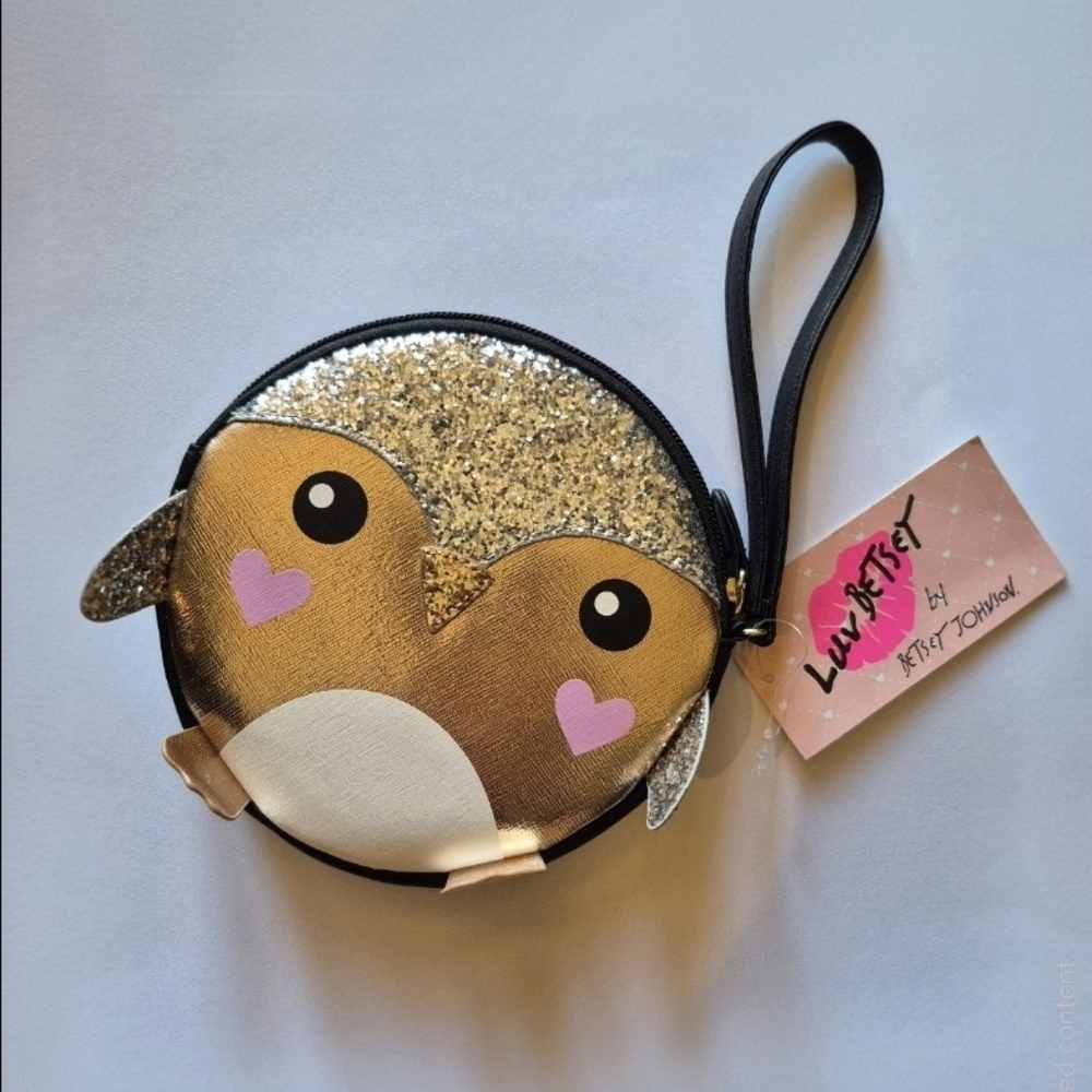 Owl Glitter Wristlet - Gold and Silver